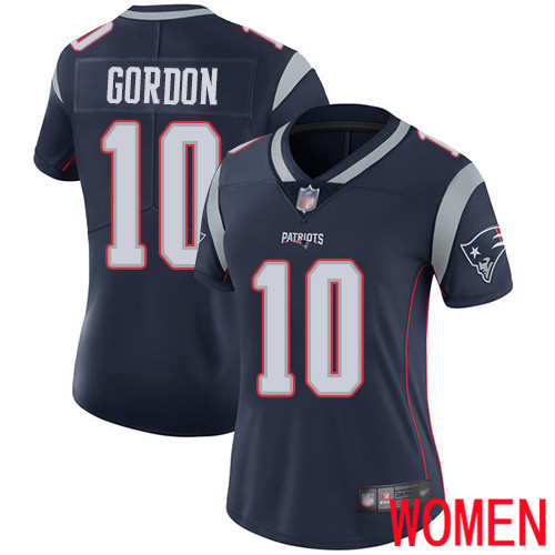 New England Patriots Football 10 Vapor Limited Navy Blue Women Josh Gordon Home NFL Jersey